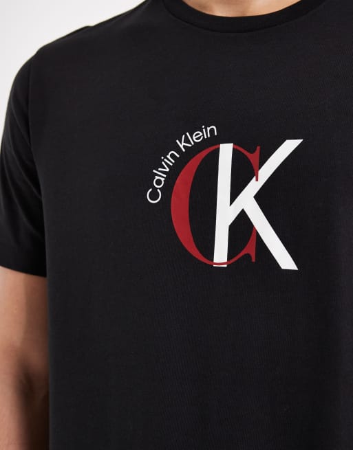 Calvin Klein Jeans - T-shirt met grafische interlock-print op de borst in wit, 5 van 5