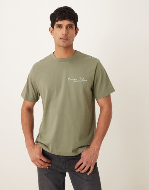 Calvin Klein Jeans - T-shirt met grafische print in kaki - view 1