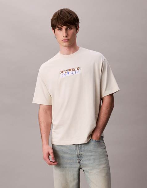 Calvin Klein Jeans - T-shirt met logo in gebroken wit - view 1