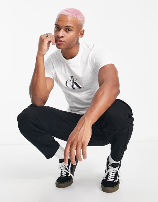 Calvin Klein Jeans - T-shirt met logo in wit
