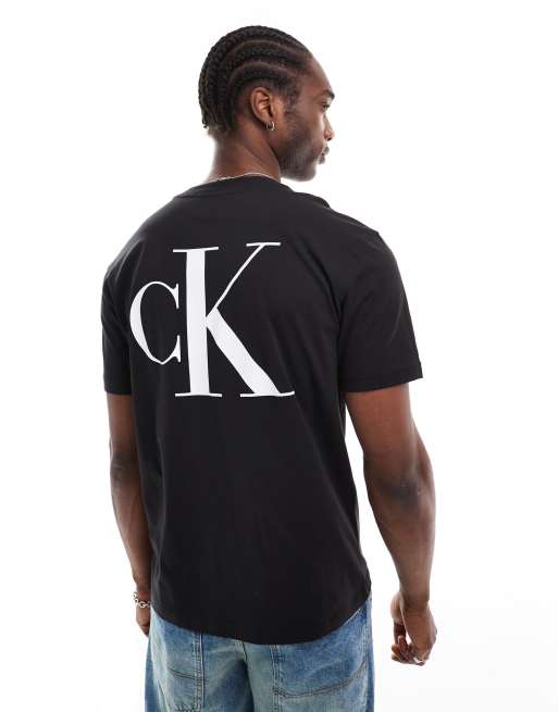 Calvin Klein Jeans - T-shirt met logoprint op de achterkant in zwart