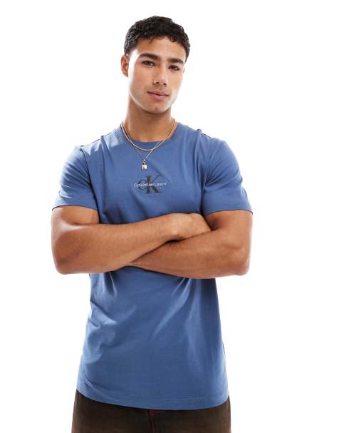 Calvin Klein Jeans - T-shirt met monologo in petrol blauw - view 1