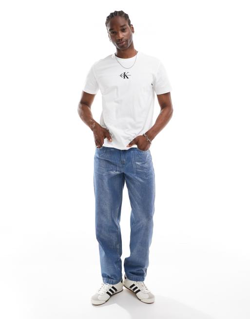 Calvin Klein Jeans - T-shirt met monologo in wit, 4 van 4
