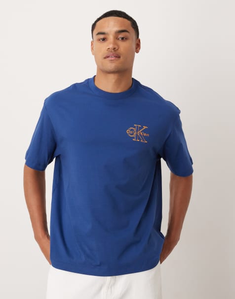 Calvin Klein Jeans - T-shirt met omlijnd monologo in marineblauw - view 1