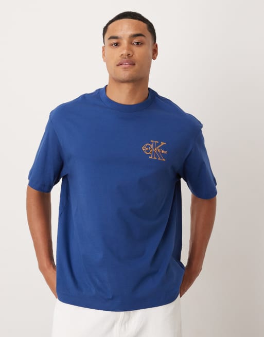 Calvin Klein Jeans - T-shirt met omlijnd monologo in marineblauw