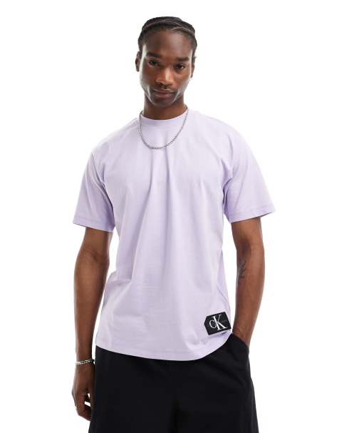 Calvin Klein Jeans - T-shirt met oversized logopatch in pastellila - view 1