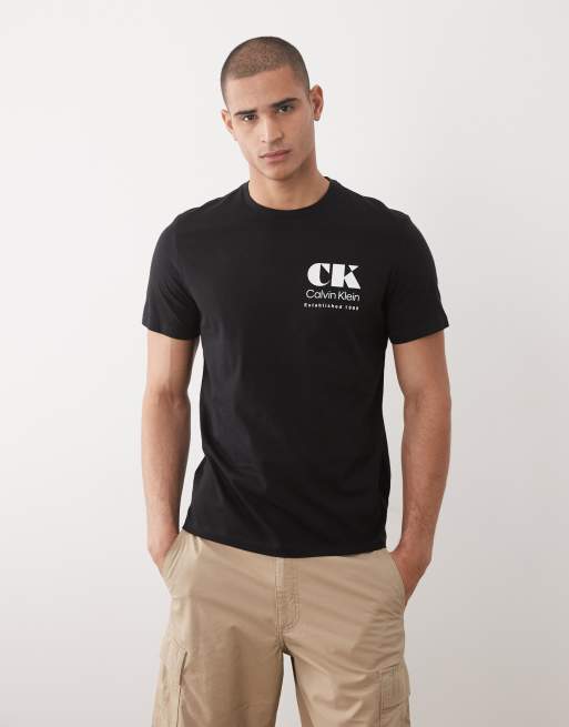Calvin Klein Jeans - T-shirt nera con grafica resort, 2 di 5
