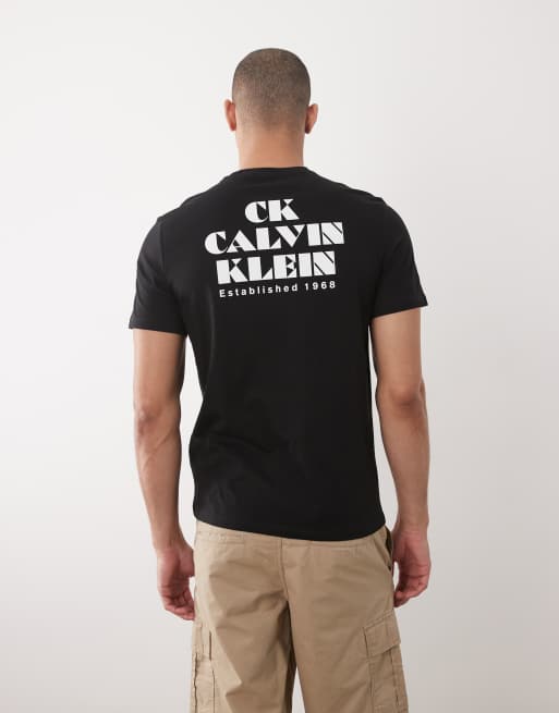 Calvin Klein Jeans - T-shirt nera con grafica resort, 5 di 5