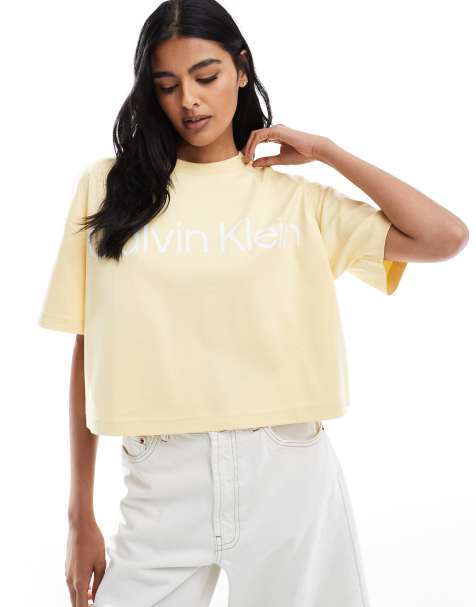 Calvin Klein Jeans - T-shirt oversize coupe carrée à grand logo - Jaune - view 1