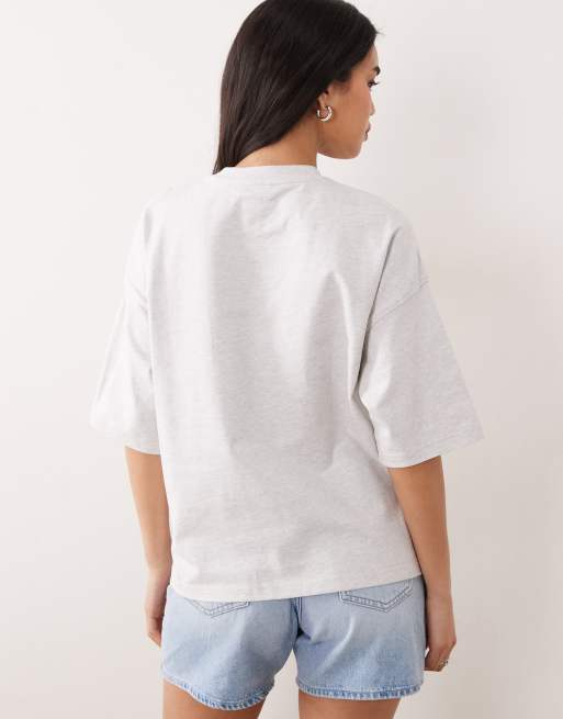 Calvin Klein Jeans - T-shirt oversize squadrata grigio chiaro con etichetta intessuta, 4 di 4