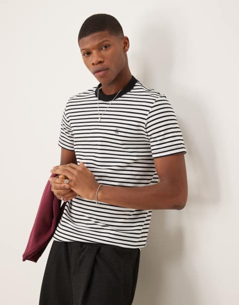 Calvin Klein Jeans - T-shirt pesante premium bianca e nera a righe - view 1