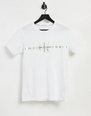 Marques de designers Calvin Klein Jeans - T-shirt slim avec bande monogramme - Doré