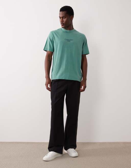 Calvin Klein Jeans - T-shirt verde lavaggio acido con grafica, 2 di 5