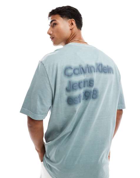Calvin Klein Jeans logo backprint t-shirt in washed grey