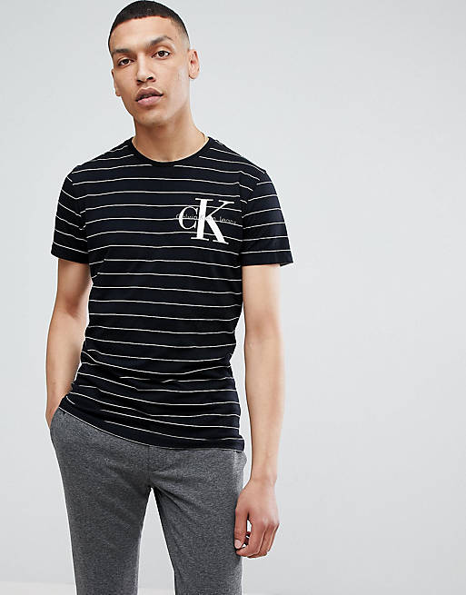 Calvin Klein Jeans t-shirt with stripes and chest logo | ASOS