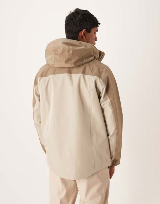 Calvin Klein Jeans tech shell windbreaker jacket in beige colourblock, 3 of 5