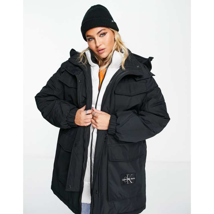 Calvin klein petite hooded cheap puffer coat