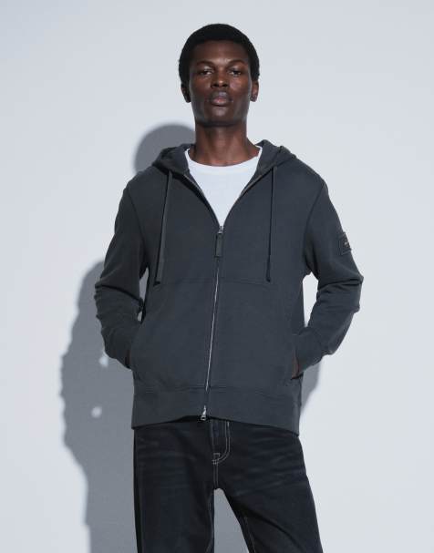 Calvin Klein Jeans Terry Badge hættetrøje med lynlås i sort - view 1