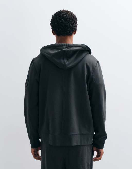 Calvin Klein Jeans Terry Badge zip up hoodie in black, 4 of 5