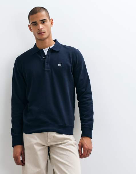 Calvin Klein Jeans Terry Monogram polo sweatshirt in navy blue - view 1