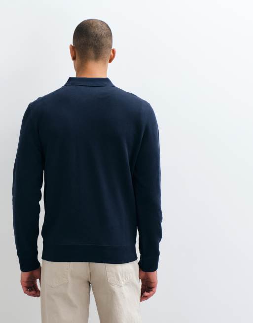 Calvin Klein Jeans Terry Monogram polo sweatshirt in navy blue, 3 of 8