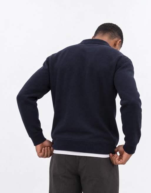 Calvin Klein Jeans Terry Monogram polo sweatshirt in navy blue, 8 of 8