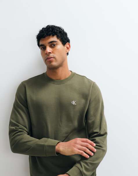 Calvin Klein Jeans Terry Monogram sweatshirt met lange mouwen en ronde hals in kaki - view 1