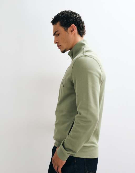 Calvin Klein Jeans Terry Monologo quarter zip in green, 4 of 5