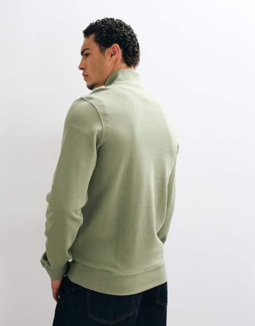 Calvin Klein Jeans Terry Monologo quarter zip in green, 5 of 5
