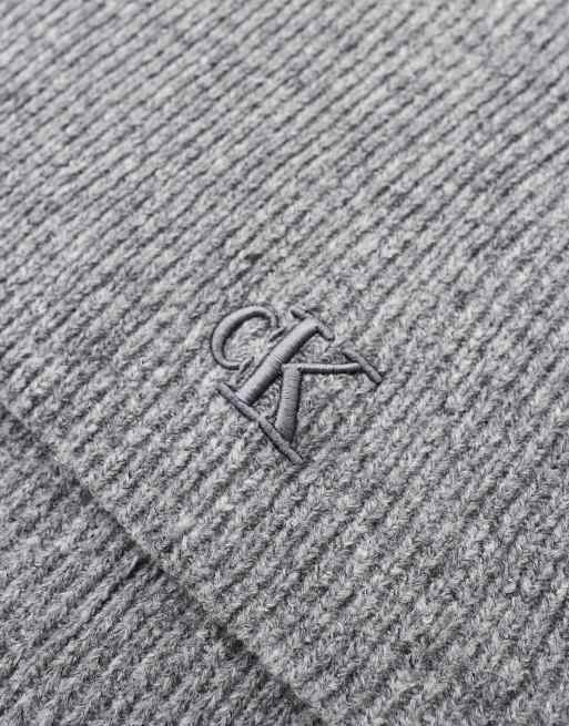 Calvin Klein Jeans thick embroidery scarf in grey heather , 3 of 4