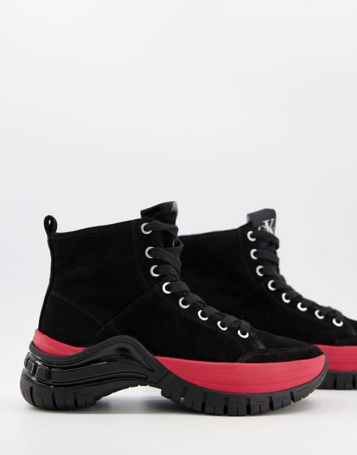 calvin klein black high top trainers
