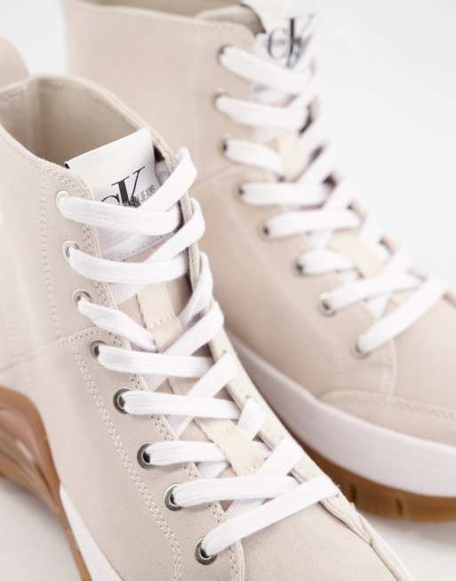 Calvin Klein Jeans timotha hi top chunky trainers in stone ASOS