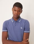 [Calvin Klein Jeans] Calvin Klein Jeans tipped polo in washed blue 48 Vintage Indigo
