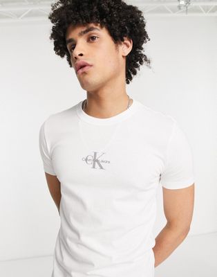 Calvin Klein Jeans tonal monogram logo t-shirt in white