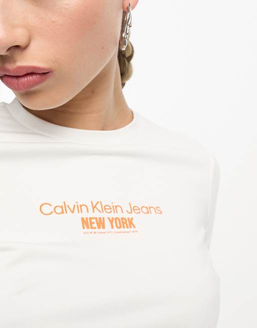 Calvin Klein Jeans Top a bustino con ferretto bianco ASOS