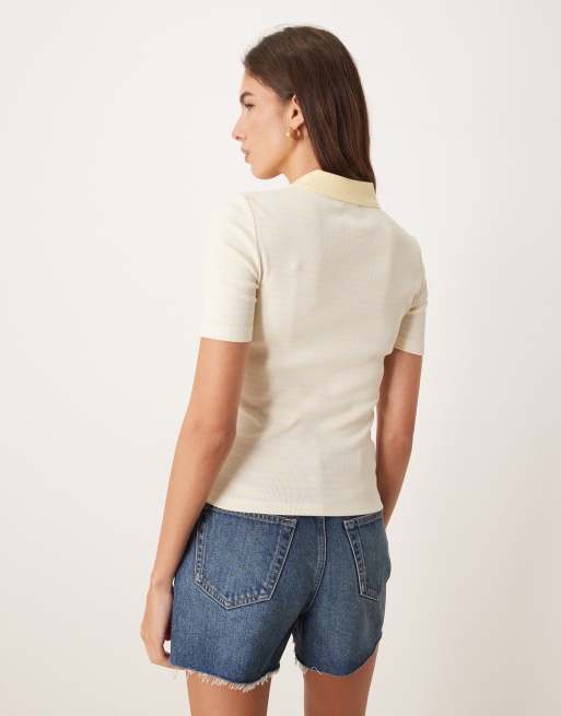 Calvin Klein Jeans - Top a coste color latticello a righe con monogramma , 4 di 4