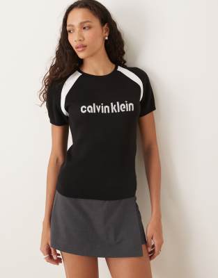 Calvin Klein Jeans - Top en maille style sportif - Noir et blanc