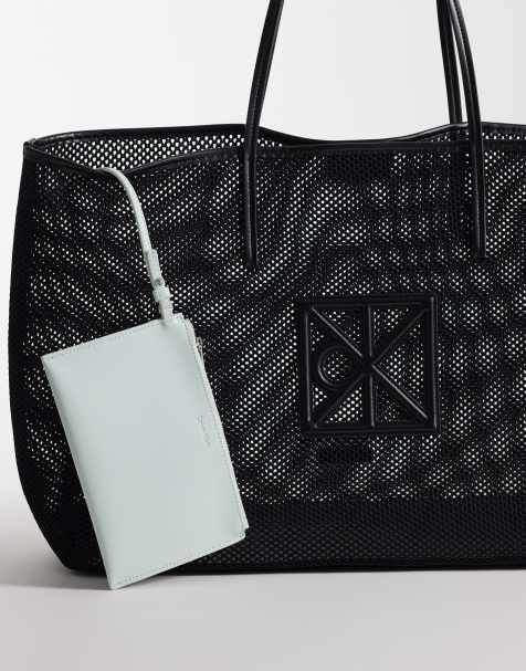 Calvin Klein Jeans - Tote tas van mesh met embleemlogo in zwart - view 1