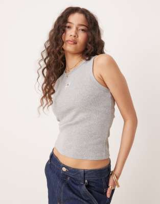 Calvin Klein Jeans - Trägertop in Grau mit Markenaufnäher aus Webstoff