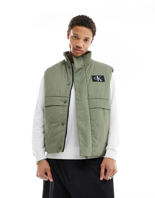 Calvin Klein Jeans - Transitional - Olivengrøn vest med logomærke