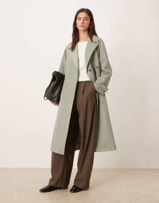 Calvin Klein Jeans - Trench-coat ceinturé long - Pistache-Neutre