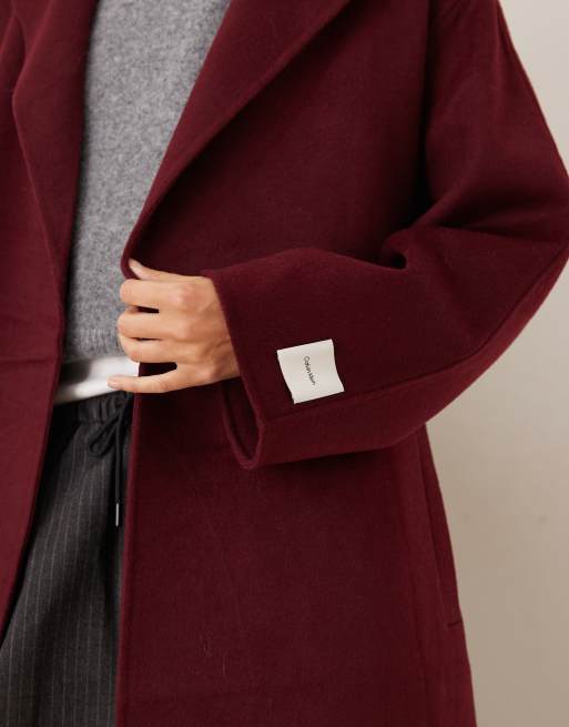 Calvin Klein Jeans – Trenchcoat aus Wolle in Burgunderrot, 3 von 4