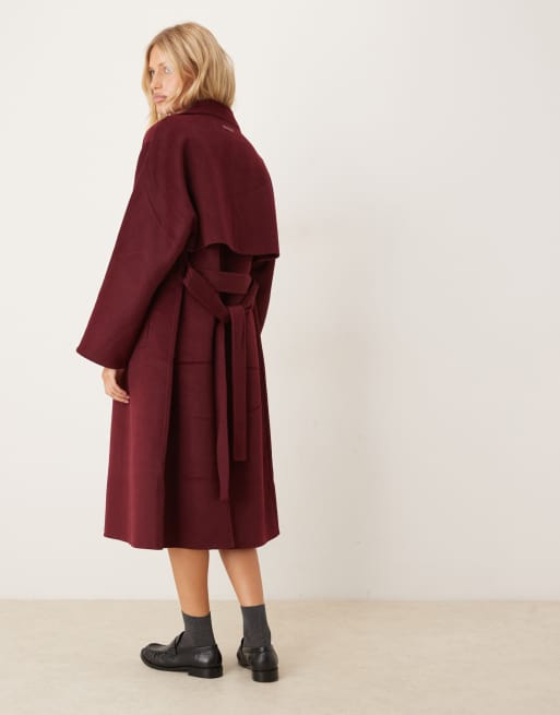 Calvin Klein Jeans – Trenchcoat aus Wolle in Burgunderrot, 4 von 4