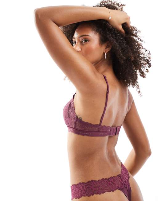 Calvin Klein Jeans Triangle Bra - Modern Lace in mauve wine