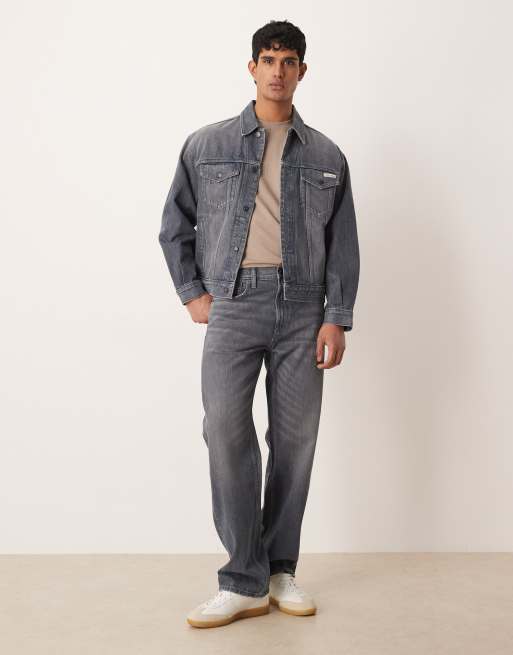 Calvin Klein Jeans trucker denim jacket co-ord in dark wash blue, 2 of 5