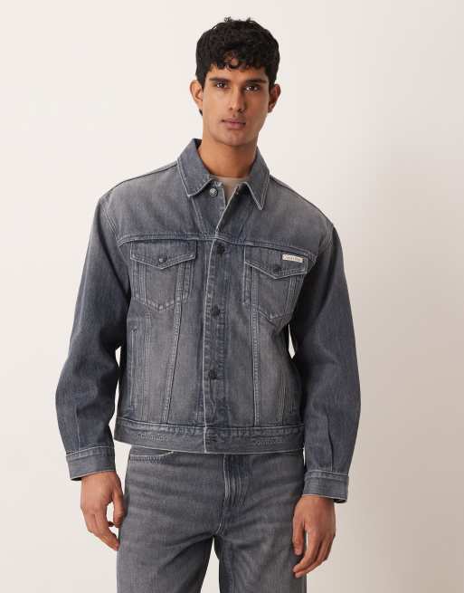 Calvin Klein Jeans denim jacket and jeans set in dark wash blue, 2 of 3