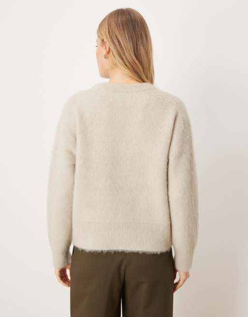 Calvin Klein Jeans - Trui met alpacawol en logo in gebroken wit, 4 van 4