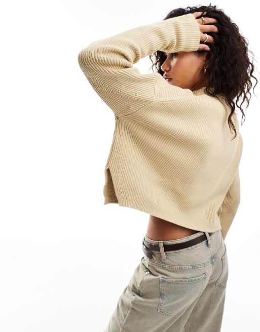 Calvin Klein Jeans - Trui met logo in dezelfde tint in beige, 4 van 4