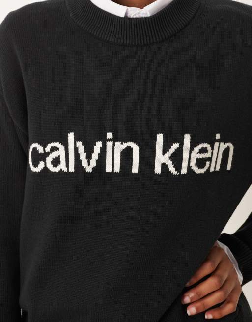 Calvin Klein Jeans - Trui met logo in zwart, 2 van 4