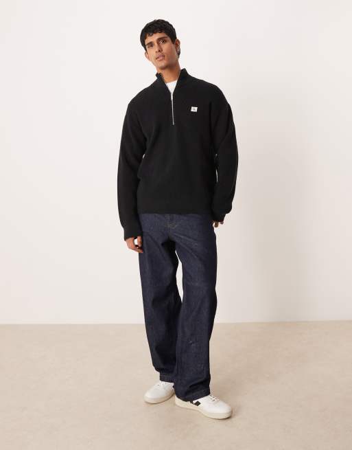 Calvin Klein Jeans - Trui met wafelstructuur en korte rits in zwart , 2 van 5